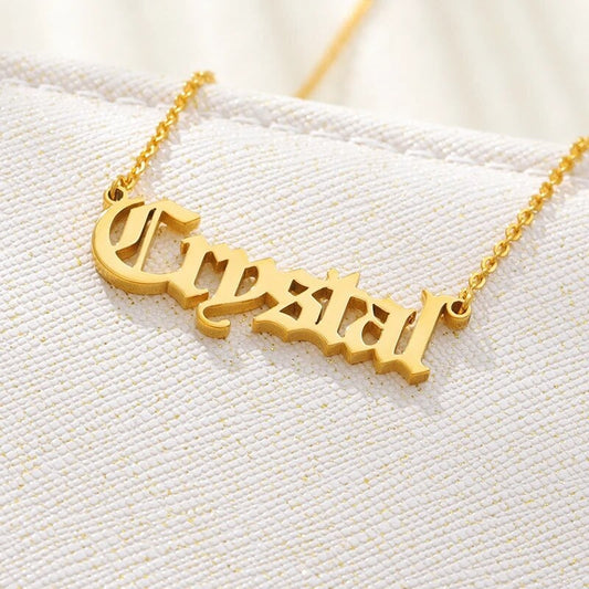 18K Gold Plated Personalized Name Necklace, Customized Name Necklace Handcrafted Custom Jewelry, Nameplate Pendant Gifts For Mom, For Her