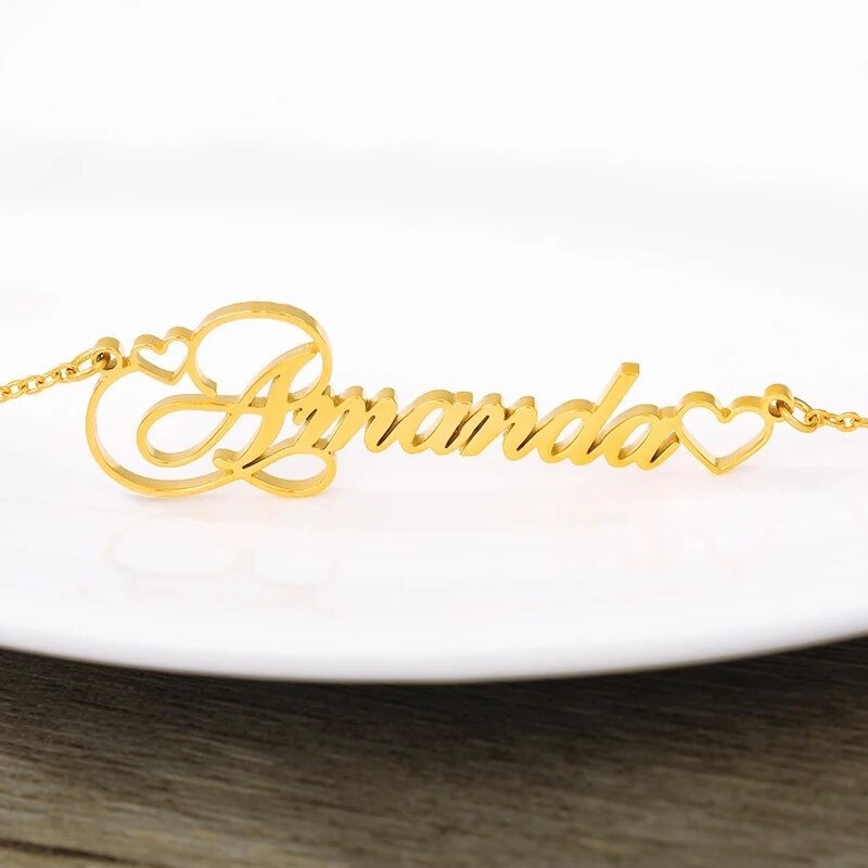 18K Gold Plated Personalized Name Necklace, Customized Name Necklace Handcrafted Custom Jewelry, Nameplate Pendant Gifts For Mom, For Her