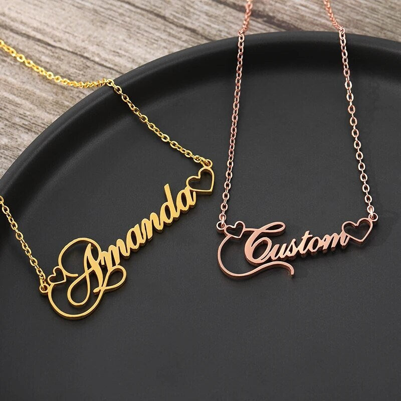 18K Gold Plated Personalized Name Necklace, Customized Name Necklace Handcrafted Custom Jewelry, Nameplate Pendant Gifts For Mom, For Her