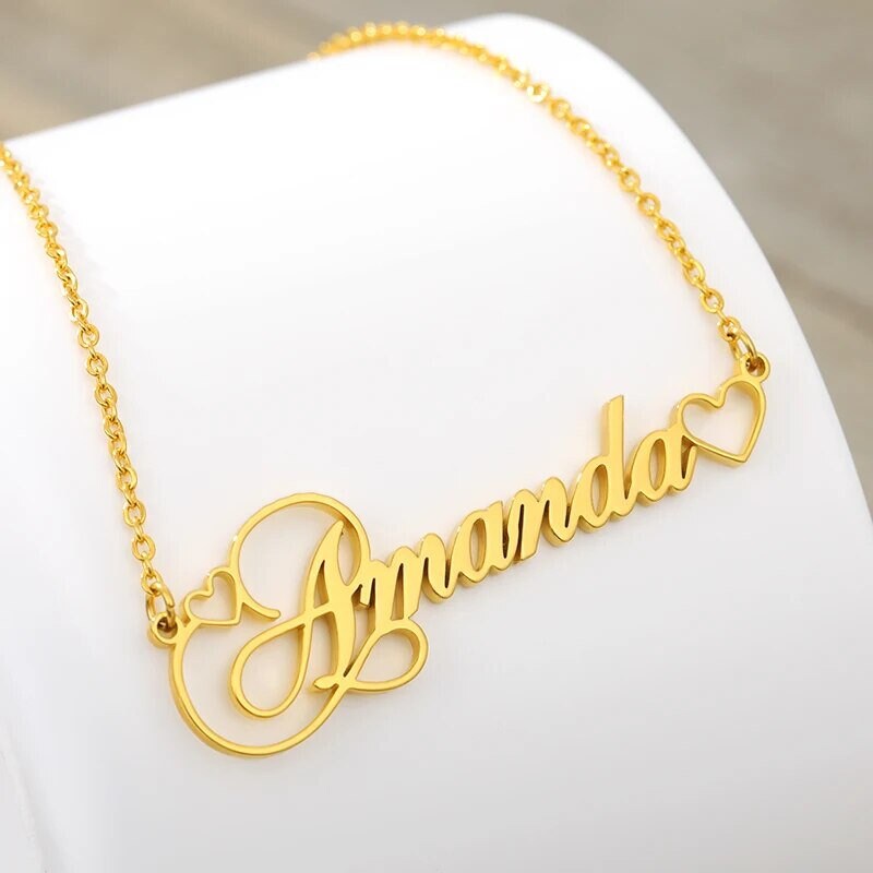 18K Gold Plated Personalized Name Necklace, Customized Name Necklace Handcrafted Custom Jewelry, Nameplate Pendant Gifts For Mom, For Her