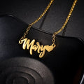 18K Gold Plated Personalized Name Heart Necklace Customized Name Necklace Handcrafted Jewelry Custom Nameplate Pendant Gift For Mom, Wife