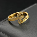 18K Gold Plated Personalized Ring Name Engrave Minimalist Frosted Crown Customizable Finger Ring Customized Nameplate Handcrafted Jewelry