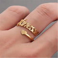 18K Gold Plated Personalized Ring Name Engrave Heart Customizable Finger Ring Customized Nameplate Adjustable Handcrafted Jewelry Gift