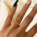 18K Gold Plated Personalized Ring 1-3 Name Engrave Customizable Finger Ring Adjustable Customized Nameplate, Handcrafted Custom Jewelry Gift