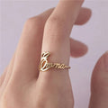 18K Gold Plated Personalized Ring Name Engrave Minimalist Customizable Finger Ring Customized Nameplate Band Handcrafted Custom Jewelry Gift