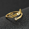 18K Gold Plated Personalized Ring Name Engrave Birthstone Customizable Finger Ring Customized Nameplate Band Handcrafted Custom Jewelry Gift