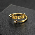 18K Gold Plated Personalized Ring Name Engrave Birthstone Customizable Finger Ring Customized Nameplate Band Handcrafted Custom Jewelry Gift