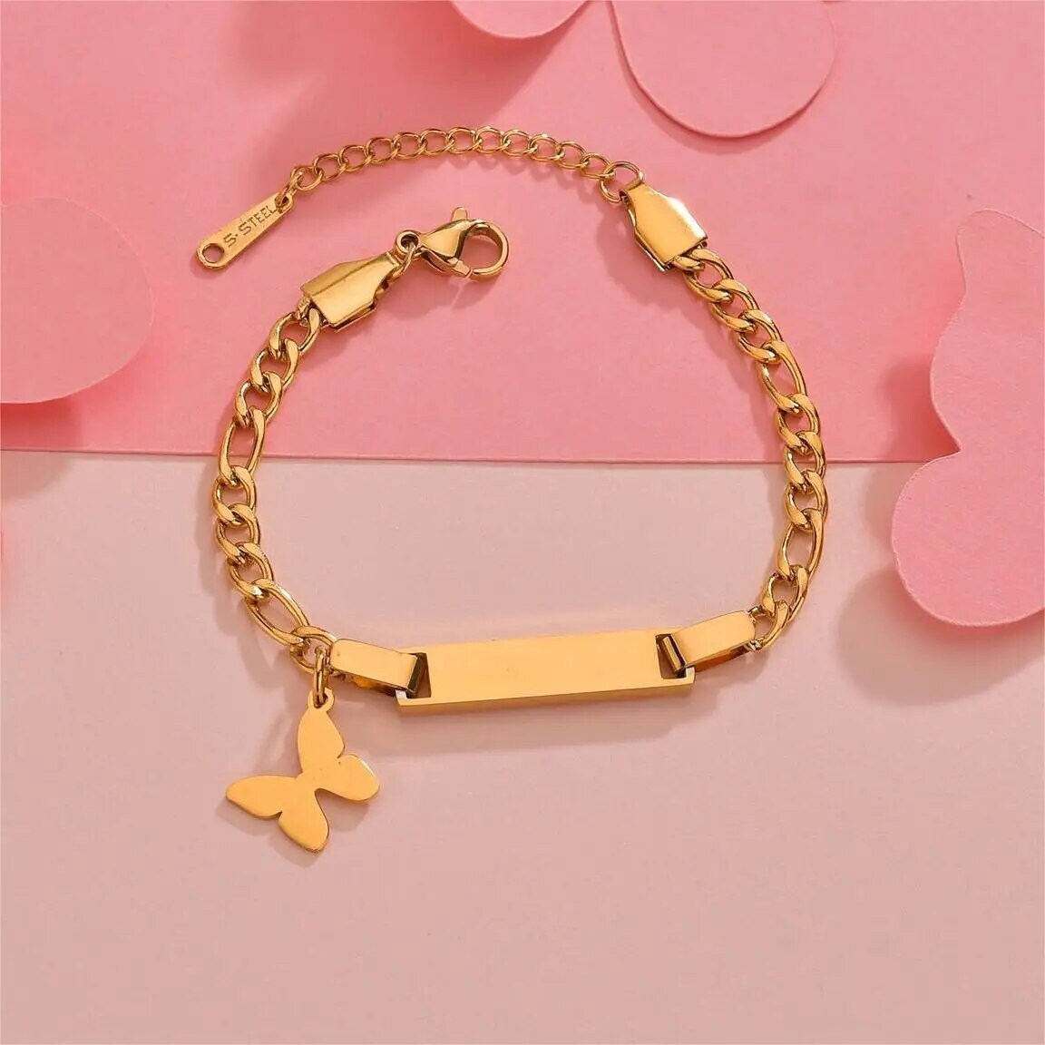 18K Gold Plated Personalized Baby Bracelet, Customized Name Jewelry, Nameplate Engraved Baby Bangle Custom Children's Jewelry For Baby Gift