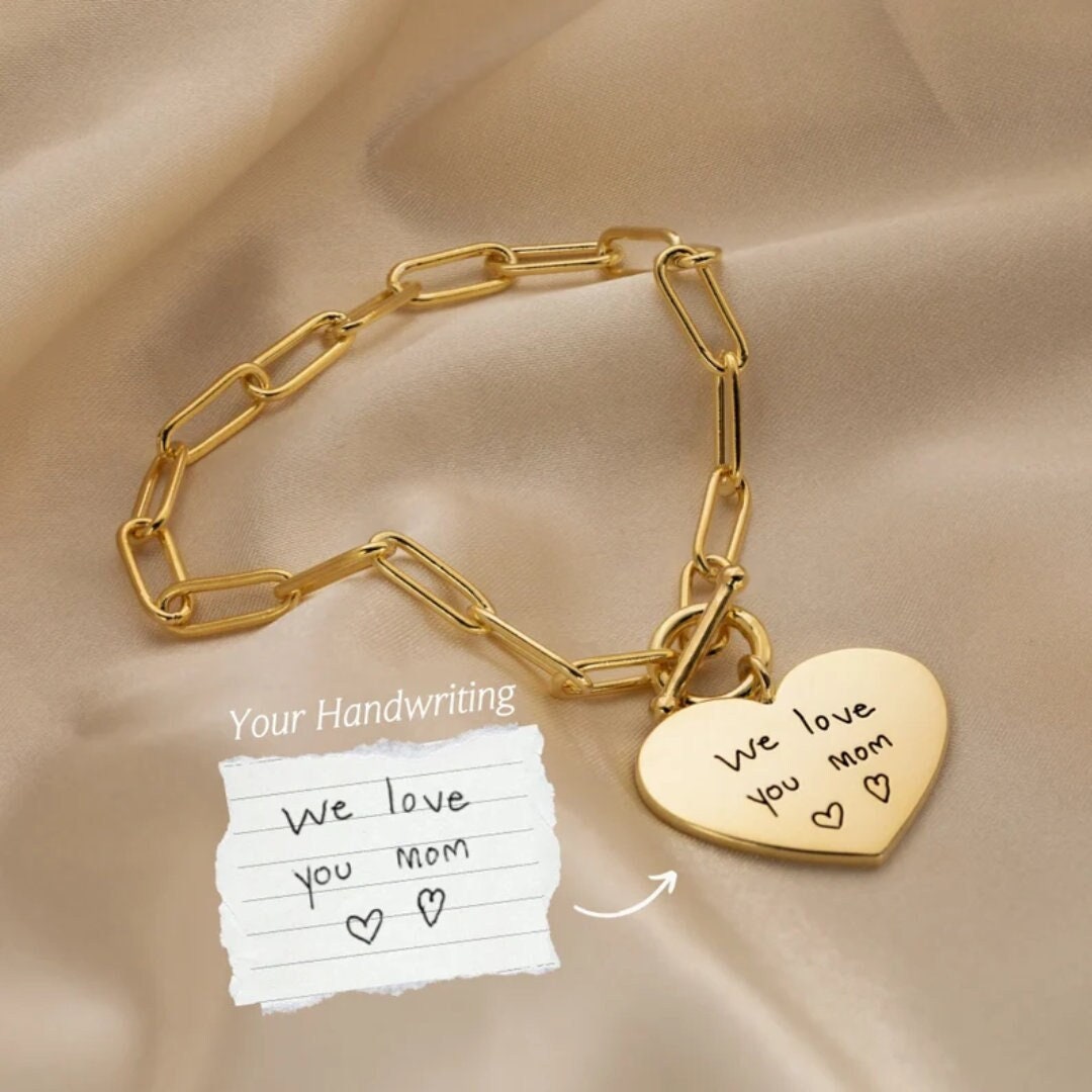 18K Gold Plated Actual Handwriting Bracelet Memorial, Personalized Signature Customized Jewelry, Custom Engraved Jewelry, Handmade Bracelet