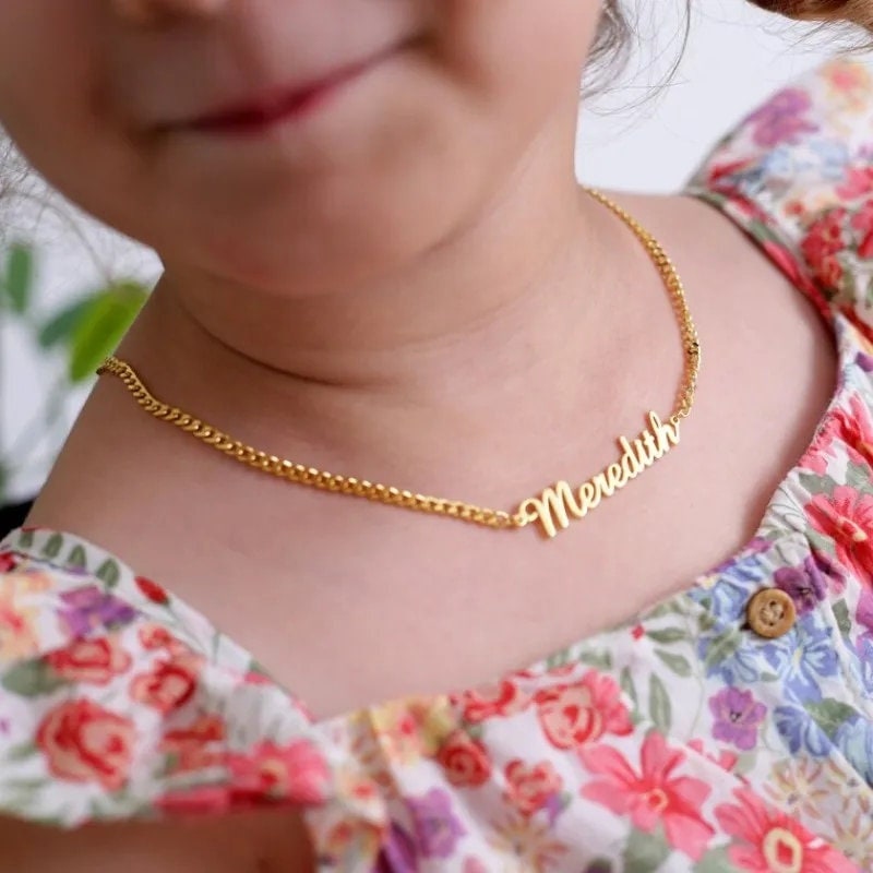 18K Gold Plated Children Personalized Name Necklace Customized Kids Name Necklace Custom Handcrafted Jewelry Gift For Kids, Children Jewelry