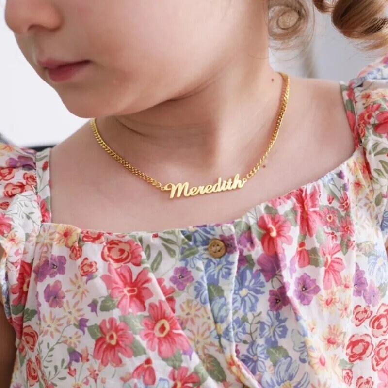 18K Gold Plated Children Personalized Name Necklace Customized Kids Name Necklace Custom Handcrafted Jewelry Gift For Kids, Children Jewelry