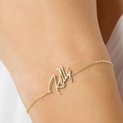 18K Gold Plated Personalized Name Bracelet, Customized Name Bracelet Handcrafted Custom Jewelry, Nameplate Jewelry Gift For Mom, For Her