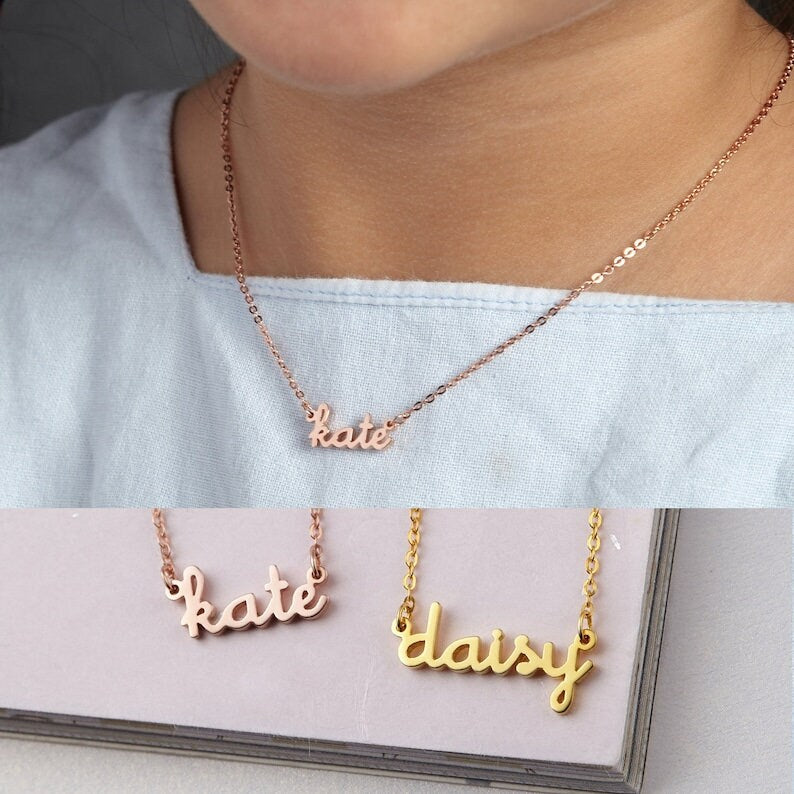 18K Gold Plated Children Personalized Name Necklace Customized Kids Name Necklace Custom Handcrafted Jewelry Gift For Kids, Children Jewelry