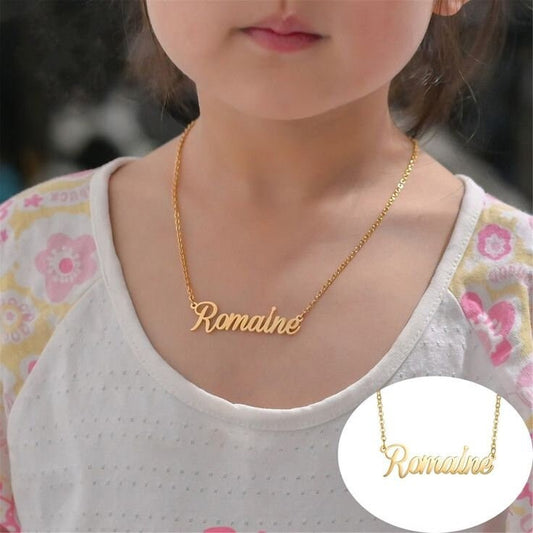 18K Gold Plated Children Personalized Name Necklace Customized Kids Name Necklace Custom Handcrafted Jewelry Gift For Kids, Children Jewelry