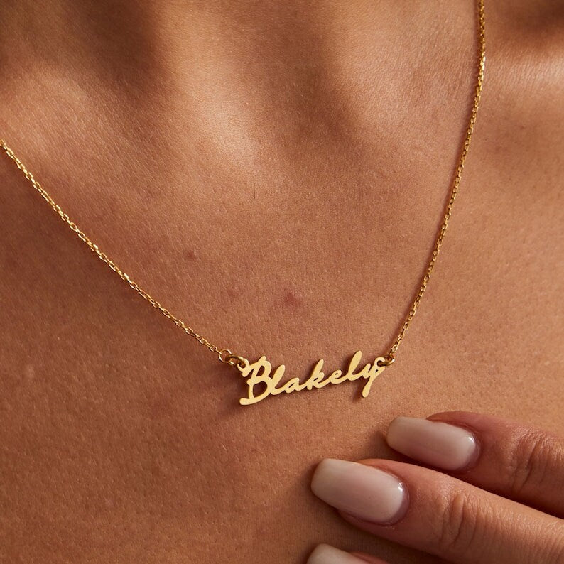 18K Gold Plated Personalized Name Necklace, Customized Name Necklace Handcrafted Custom Jewelry, Nameplate Pendant Gifts For Mom, For Her