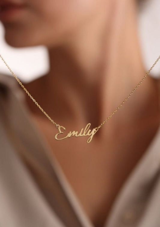 18K Gold Plated Personalized Name Necklace, Customized Name Necklace Handcrafted Custom Jewelry, Nameplate Pendant Gifts For Mom, For Her