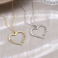 18K Gold Plated Customized Two Name Heart Name Necklace, Personalized Engraved Heart Pendant Custom Name Necklace, Customized Jewelry Gift