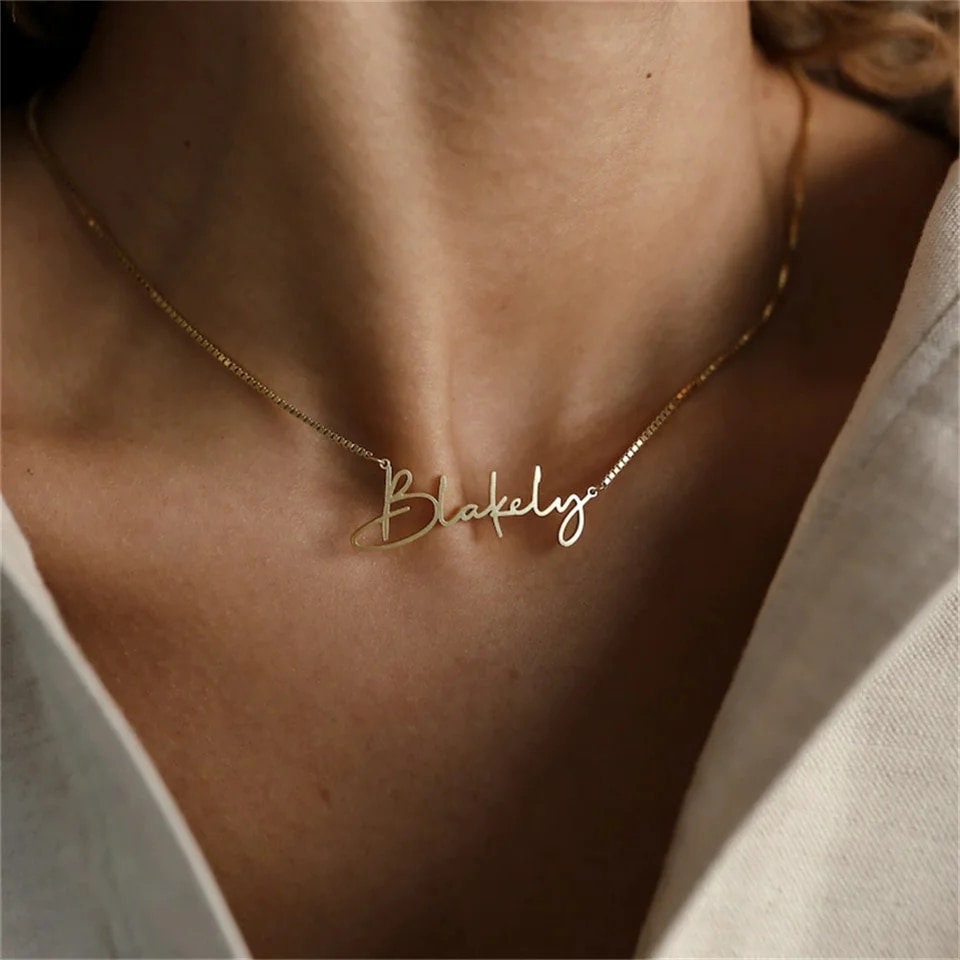 18K Gold Plated Personalized Name Necklace, Customized Name Necklace Handcrafted Custom Jewelry, Nameplate Pendant Gifts For Mom, For Her