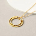 18K Gold Plated Personalized Hollow Round Name Necklace Customized Jewelry Engraved 2-4 Name Pendant Handcrafted Jewelry Unique Gift For Mom