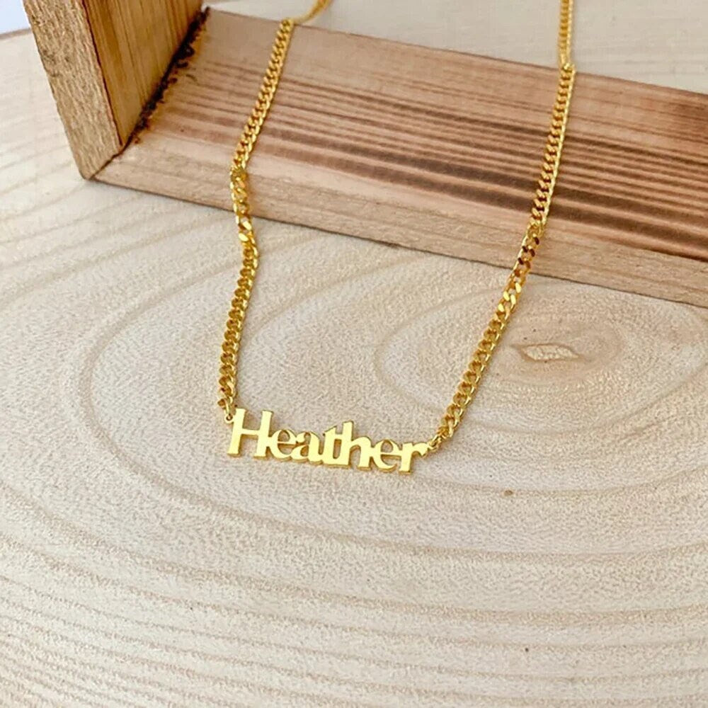 18K Gold Plated Personalized Name Necklace, Customized Name Necklace Handcrafted Custom Jewelry, Nameplate Pendant Gifts For Mom, For Her