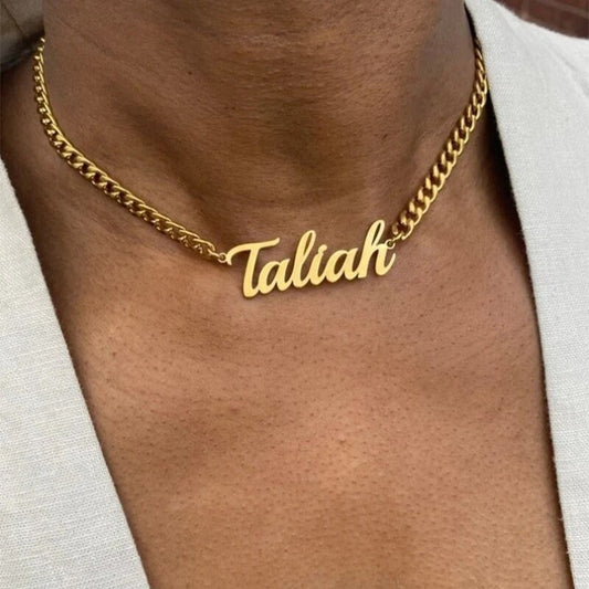 18K Gold Plated Personalized Name Necklace, Customized Name Necklace Handcrafted Custom Jewelry, Nameplate Pendant Gifts For Mom, For Her