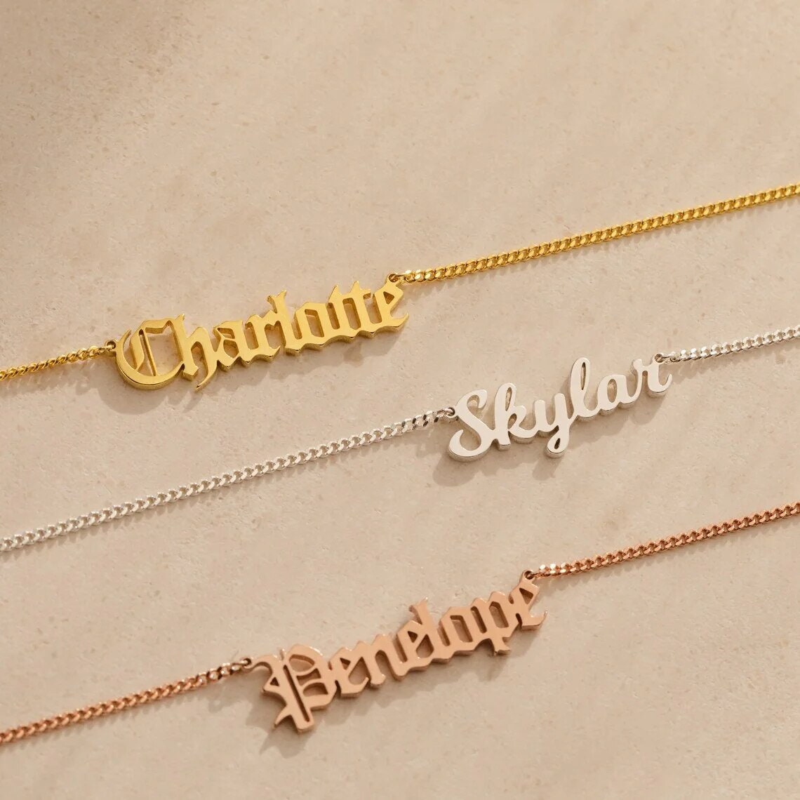 18K Gold Plated Personalized Name Necklace, Customized Name Necklace Handcrafted Custom Jewelry, Nameplate Pendant Gifts For Mom, For Her