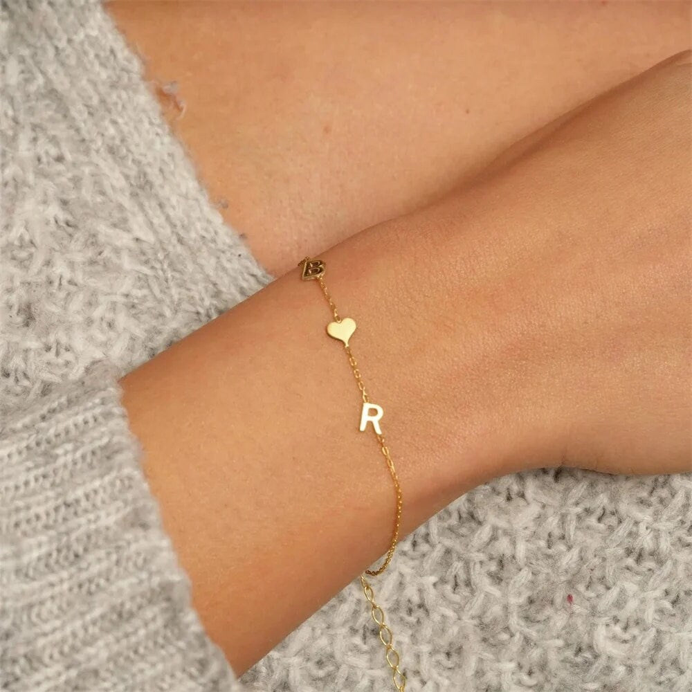 18K Gold Plated Personalized Initial Letter Bracelet Custom Name Jewelry Tiny Initial Bracelet Customized Jewelry Gift, Name Letter Bracelet