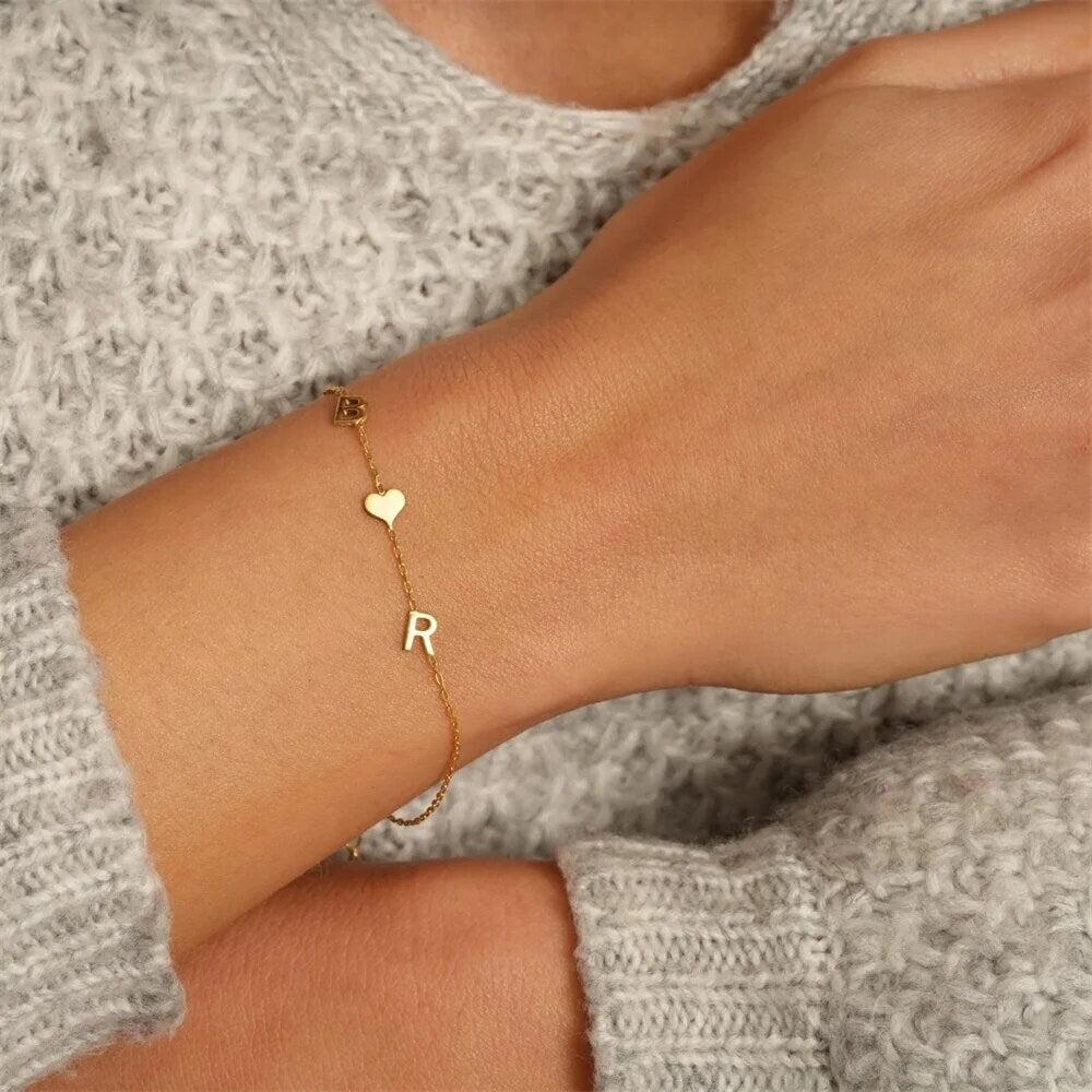 18K Gold Plated Personalized Initial Letter Bracelet Custom Name Jewelry Tiny Initial Bracelet Customized Jewelry Gift, Name Letter Bracelet