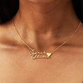 18K Gold Plated Personalized Two Name Heart Necklace Customized Necklace Handcrafted Custom Jewelry Nameplate Pendant Gifts For Mom, For Her