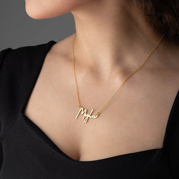 18K Gold Plated Personalized Name Necklace, Customized Name Necklace Handcrafted Custom Jewelry, Nameplate Pendant Gifts For Mom, For Her