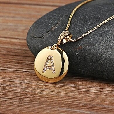 18K Gold Plated Personalized Initial Charm Letter Necklace Customized A-Z Custom Pendant Necklace Jewelry Dainty Minimalist Zircon Handmade