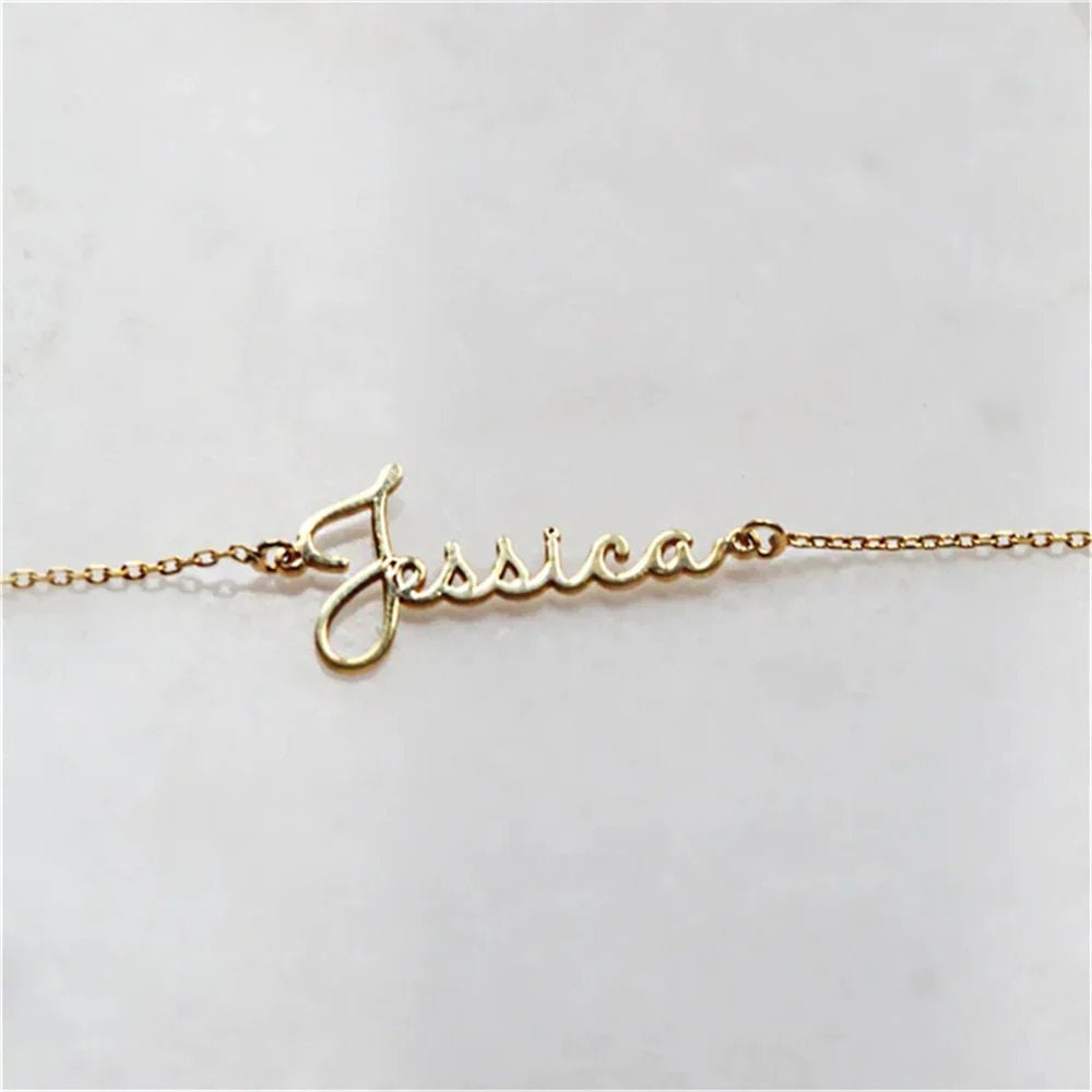 18K Gold Plated Personalized Name Bracelet, Customized Name Bracelet Handcrafted Custom Jewelry, Nameplate Jewelry Gift For Mom, For Her