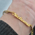 18K Gold Plated Personalized Name Bracelet Customized Name Bracelet Bangle Paperclip Chain Handcrafted Custom Jewelry Nameplate Jewelry Gift