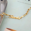 18K Gold Plated Personalized Name Bracelet Customized Name Bracelet Bangle Paperclip Chain Handcrafted Custom Jewelry Nameplate Jewelry Gift