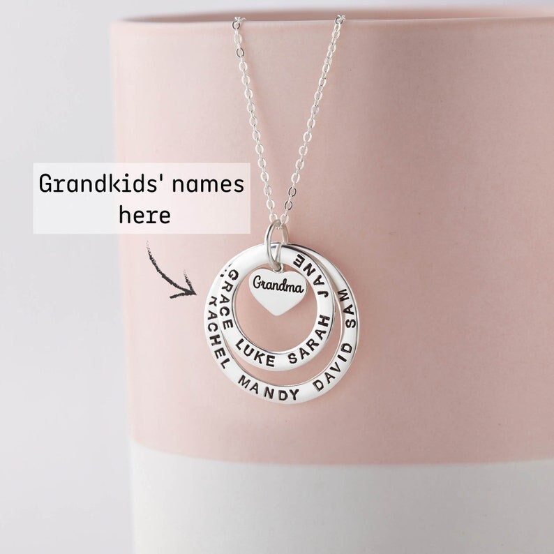 18K Gold Plated Personalized Grandma Necklace With Grandkids Names, Children's Name Necklace, Custom Jewelry, Customized Nana Jewelry Gift