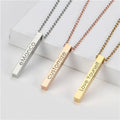 18K Gold Plated Personalized 3D 4 Sides Bar Name Necklace Customized Pendant Jewelry Monogram Name Necklace Custom Handmade Engraved Jewelry