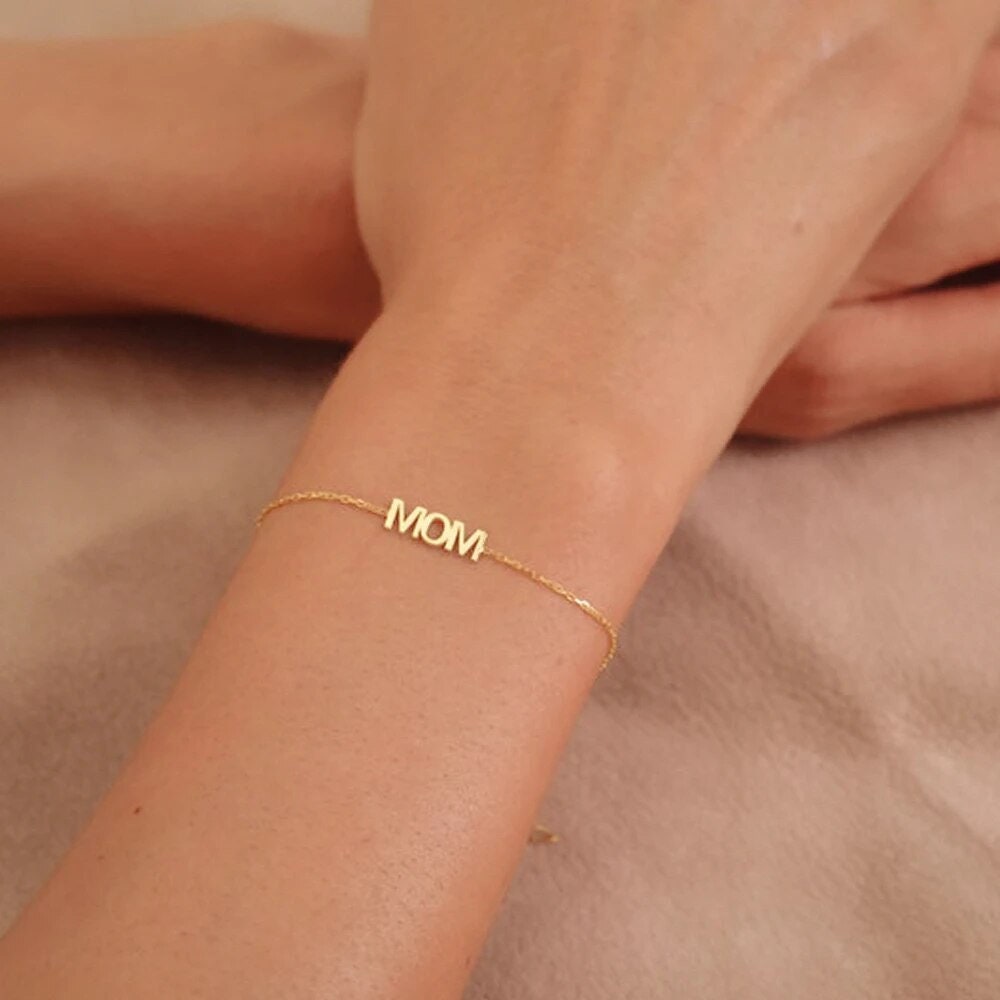 18K Gold Plated Personalized Name Bracelet, Customized Name Bracelet, Handcrafted Custom Jewelry, Nameplate Bangle, Gift For Mom, For Her