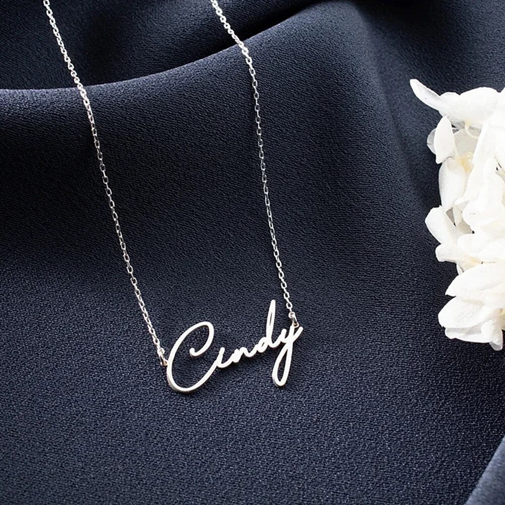 18K Gold Plated Personalized Name Necklace, Customized Name Necklace Handcrafted Custom Jewelry, Nameplate Pendant Gifts For Mom, For Her