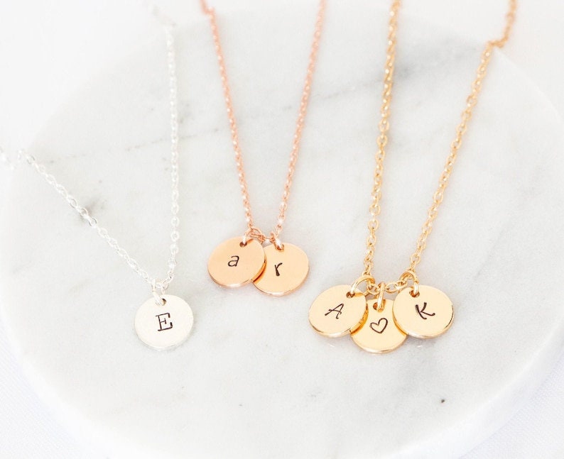 18K Gold Plated Personalized Letter Initial Disc Necklace A-Z Letter Initial Pendant Customized Handmade Jewelry Custom Pendant Gift for Her