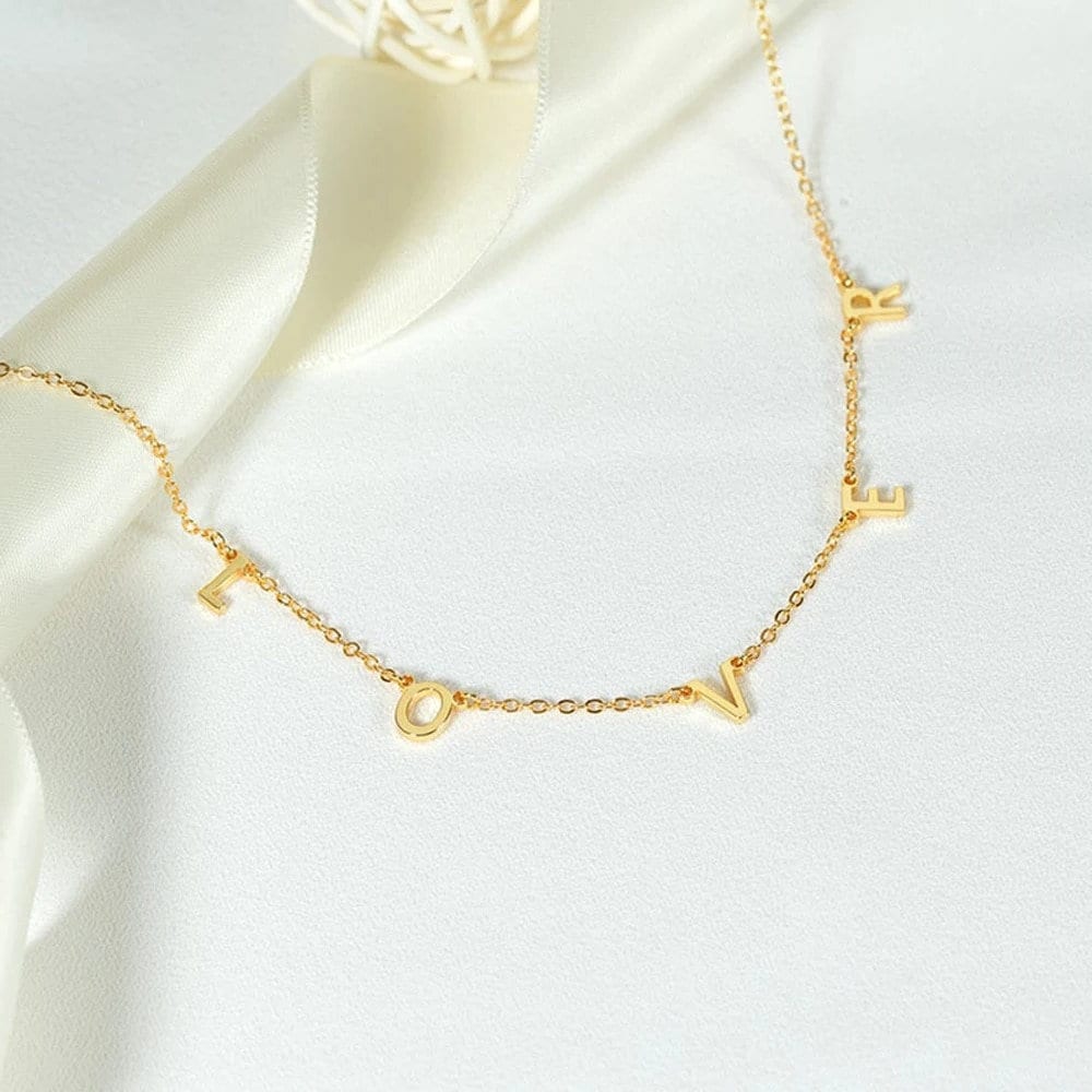 18K Gold Plated Personalized Initial Letter Necklace Custom Name Jewelry Tiny Initial Necklace Customized Jewelry Gift, Letter Charm Choker