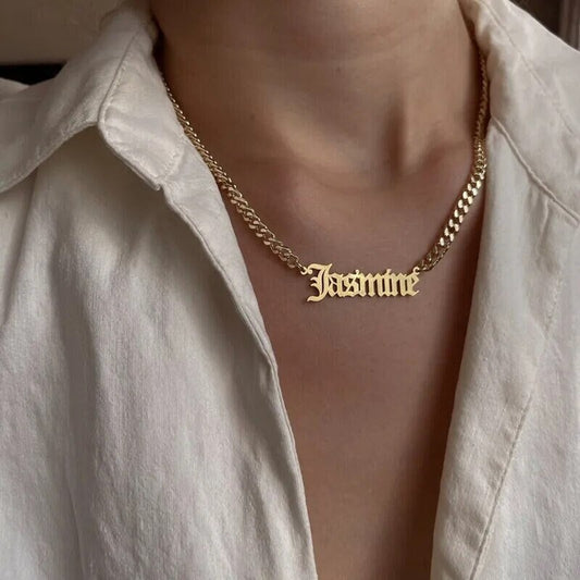 18K Gold Plated Personalized Name Necklace, Customized Name Necklace Handcrafted Custom Jewelry, Nameplate Pendant Gifts For Mom, For Her