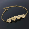 18K Gold Plated Personalized Heart Name Bracelet Customized Jewelry Engraved 1-5 Name Heart Charm Handcrafted Jewelry Unique Gift For Mom