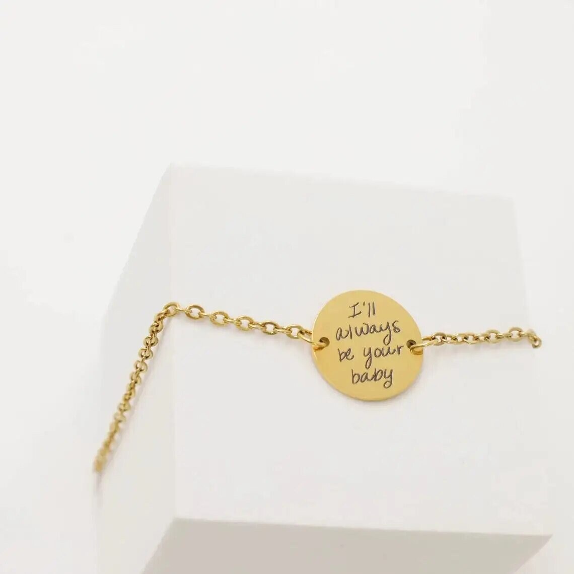 18K Gold Plated Customized Actual Handwriting Bracelet, Personalized Memorial Signature Remembrance Jewelry, Engraved Jewelry, Handmade Gift