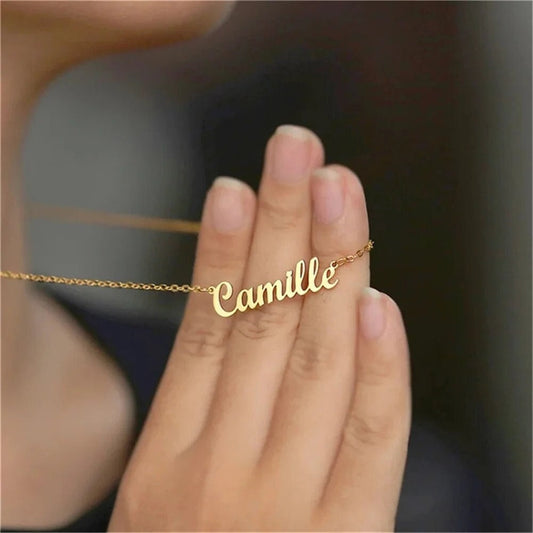 18K Gold Plated Personalized Name Necklace, Customized Name Necklace, Handcrafted Custom Jewelry, Nameplate Pendant Choker, Gift For Her