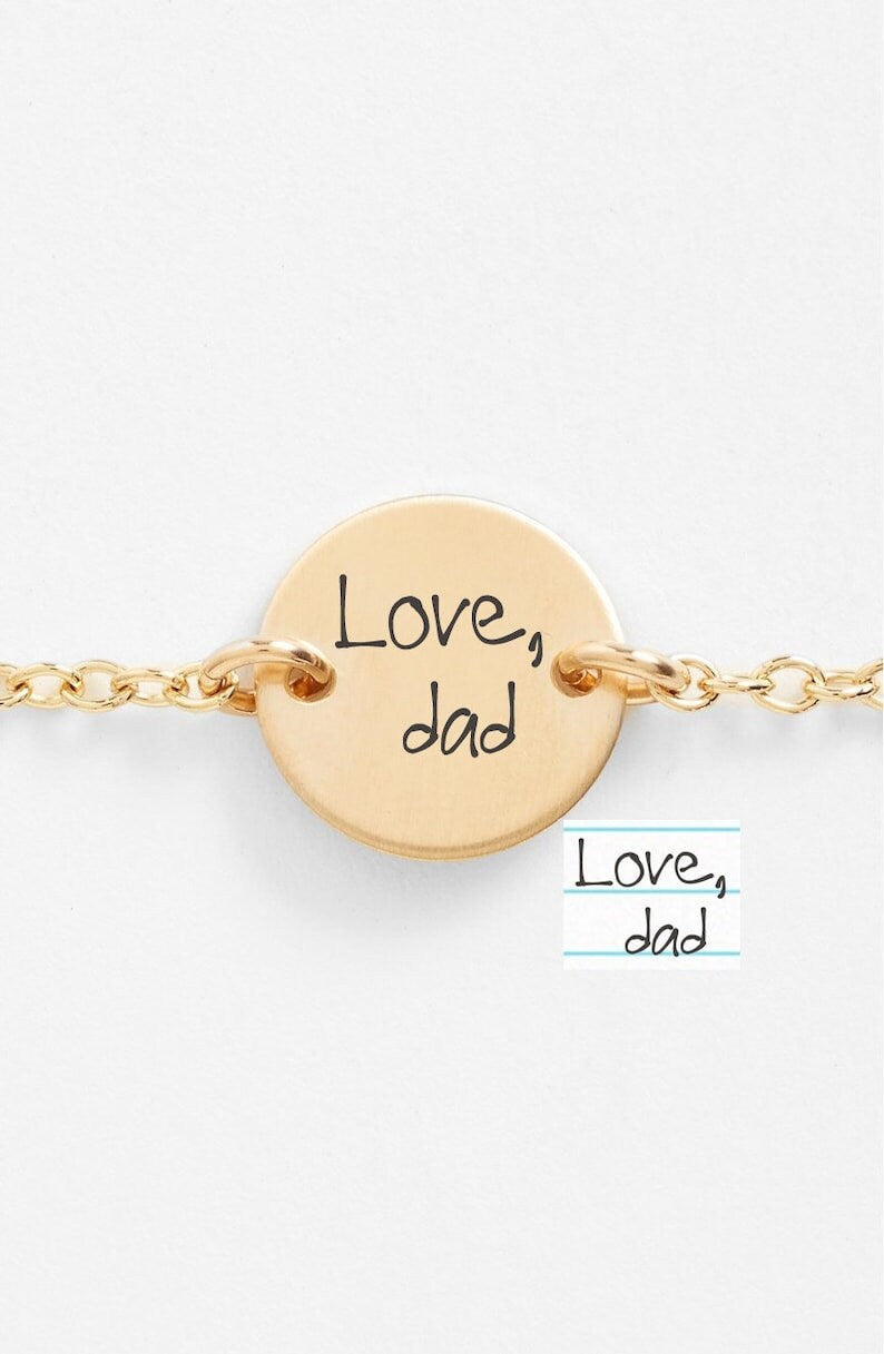 18K Gold Plated Customized Actual Handwriting Bracelet, Personalized Memorial Signature Remembrance Jewelry, Engraved Jewelry, Handmade Gift