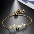 18K Gold Plated Personalized Name Bracelet, Customized Name Adjustable Bracelet Handcrafted Custom Jewelry, Nameplate Jewelry Gift For Her