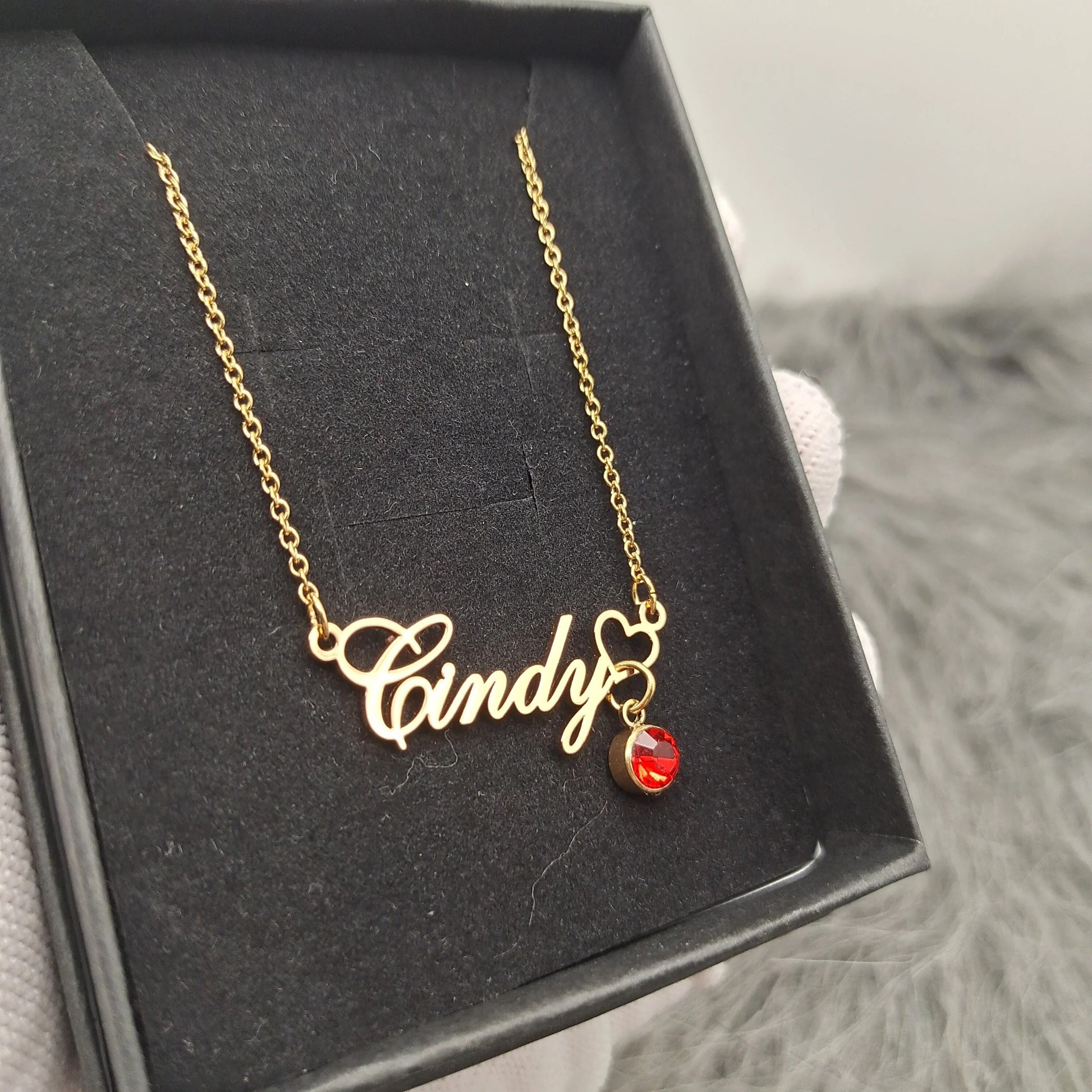 18K Gold Plated Personalized Name Necklace Birthstone Heart Swarovski Customized Name Necklace Handcrafted Custom Jewelry Nameplate Pendant