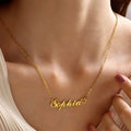 18K Gold Plated Personalized Name Necklace Heart Customized Name Necklace Handcrafted Custom Jewelry Nameplate Pendant Gift For Mom, For Her