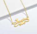 18K Gold Plated Personalized Name Necklace, Heart Crown Customized Name Necklace, Handcrafted Custom Jewelry Nameplate Pendant, Gift For Her