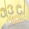 18K Gold Plated Personalized Two Name Necklace, Customized Name Necklace Handcrafted Custom Jewelry Nameplate Pendant Gifts For Mom, For Her